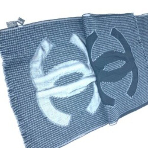 CHANEL CC Coco Mark Fringe Sheer Scarf Shawl Stole - Picture 3 of 8